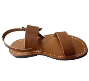 sandales monastiques femme franciscaines lanières larges en cuir marron naturel