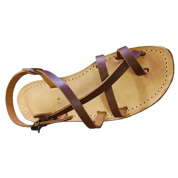 Sandales artisanales femme en cuir marron