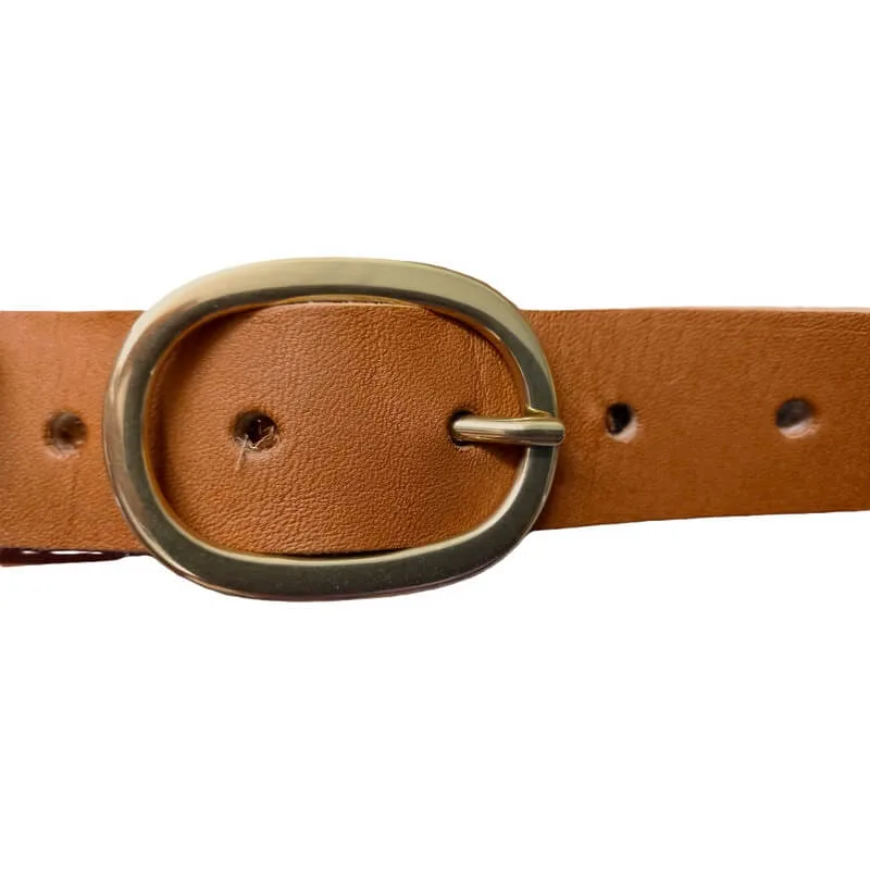 Ceinture artisanale en cuir fabriquée en France marron naturel